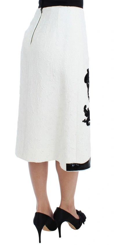 Shop Dolce & Gabbana Elegant Floral Brocade High-waist Women's Skirt In Black/white