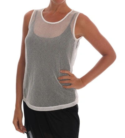 Shop Dolce & Gabbana Sleeveless Transparent Net Tank Women's Top In White