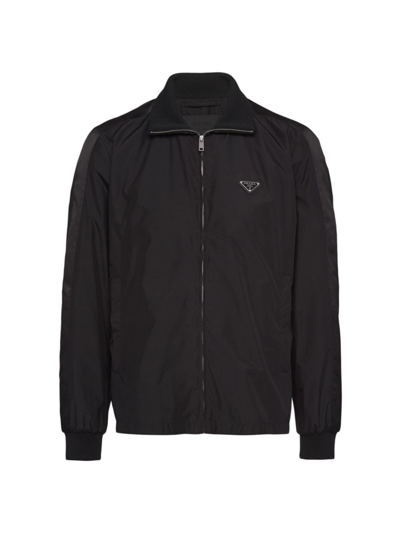Shop Prada Men's Silk-blend Blouson Jacket In Black