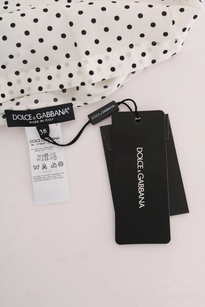 Shop Dolce & Gabbana Chic Polka Dot Silk Women's Blouse In Black/white