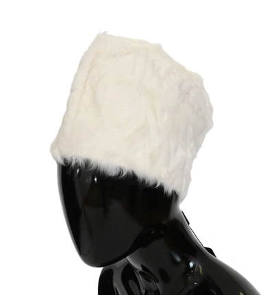Shop Dolce & Gabbana White Xiangao Lamb Fur Women's Beanie
