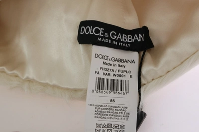 Shop Dolce & Gabbana White Xiangao Lamb Fur Women's Beanie