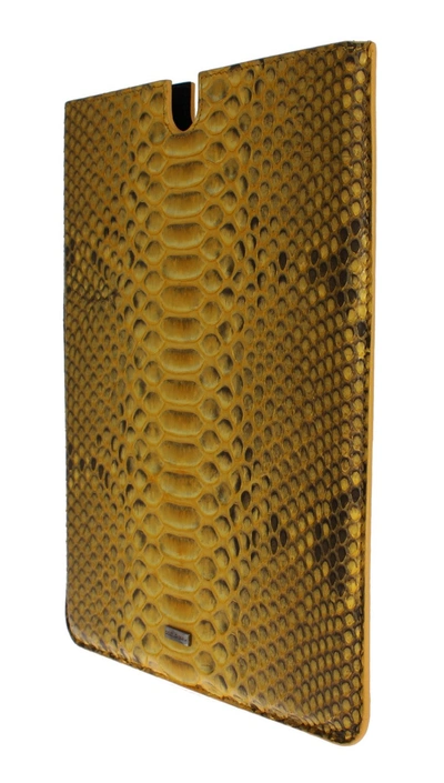 Shop Dolce & Gabbana Sleek Python Snakeskin Tablet Case In Women's Yellow