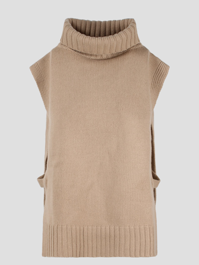 Shop Vince Poncho Turtleneck Sweater In Brown