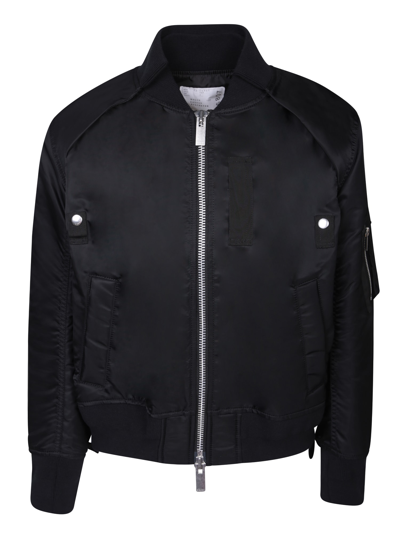 Shop Sacai Detachable Sleeve Black Bomber Jacket