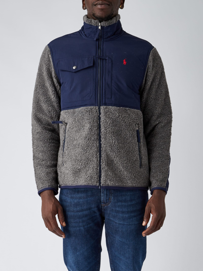 Shop Polo Ralph Lauren Long Sleeve Full Zip Jacket In Grigio