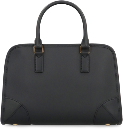Shop Mcm Aren Boston Leather Handbag In Black