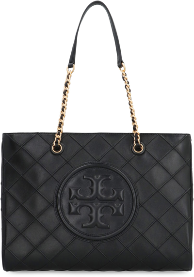 Shop Tory Burch Fleming Leather Tote In Black