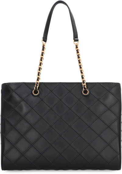 Shop Tory Burch Fleming Leather Tote In Black