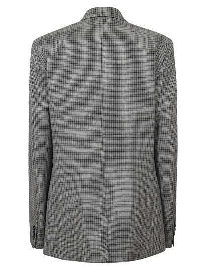 Msgm Embellished Single Breasted Checked Blazer In Grey