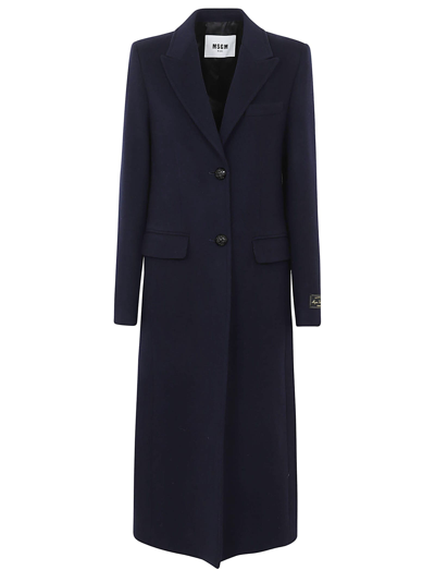 Shop Msgm Cappotto/coat In Navy