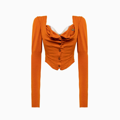 Shop Vivienne Westwood Bea Cardi Corset In Burnt Orange