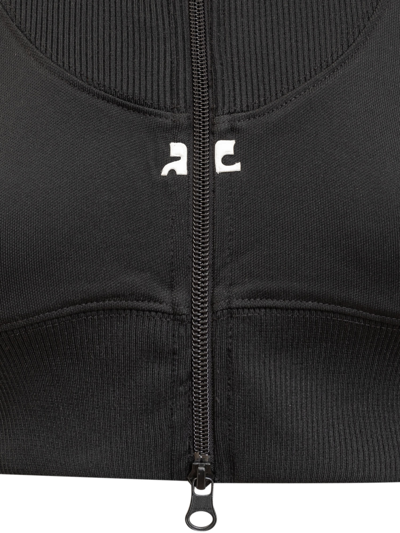 Shop Courrèges Cropped Sweatshirt With Logo In Black