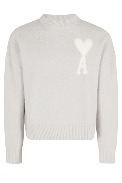 Shop Ami Alexandre Mattiussi Adc Sweater In Pearl Grey Ivory