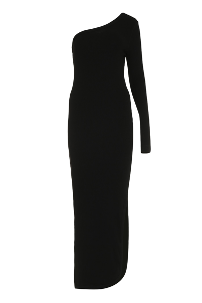 Shop Ami Alexandre Mattiussi Cotton One Shoulder Dress In Black