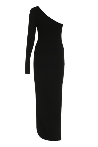 Shop Ami Alexandre Mattiussi Cotton One Shoulder Dress In Black