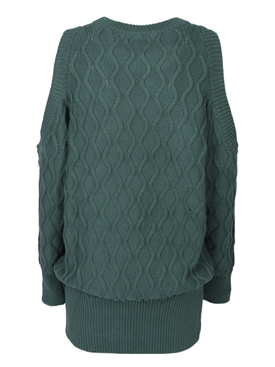 Shop Ganni Cut-out Detail Pullover In Green