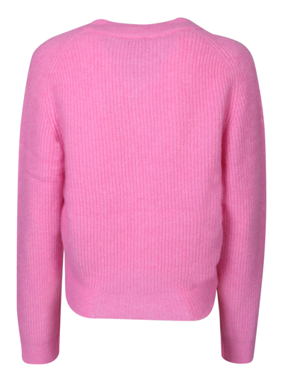 Shop Ganni Wool Cardigan Fucsia In Pink