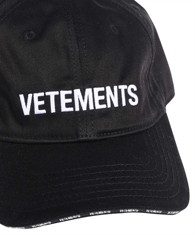 Vetements Logo Cotton Baseball Cap In Black