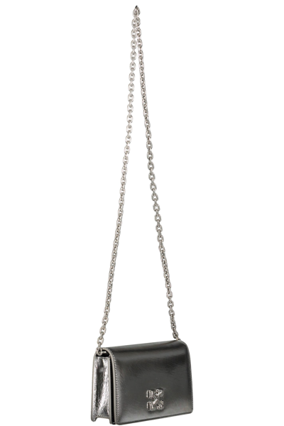 Shop Off-white Jitney Leather Crossbody Bag In Silver