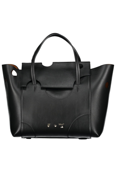 Shop Off-white Leather Tote In Black