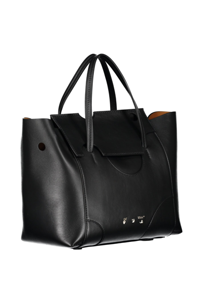 Shop Off-white Leather Tote In Black