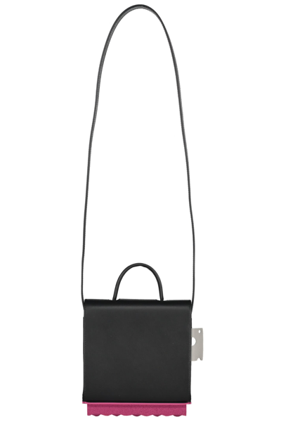 Off-white Leather Crossbody Bag In Black