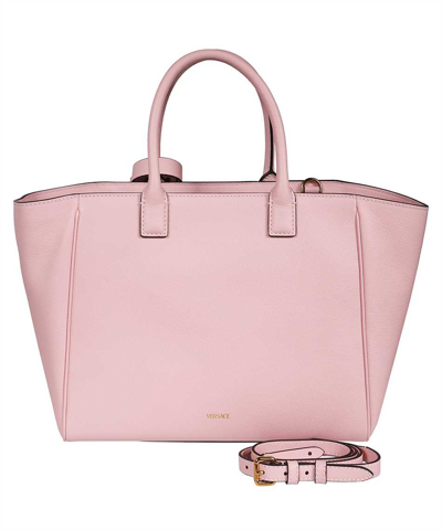 Shop Versace Leather Tote In Pink