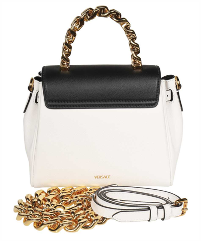 Shop Versace Leather Tote In White