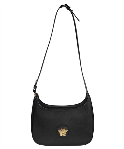 Shop Versace Leather Crossbody Bag In Black