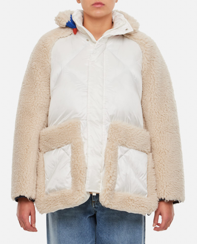 Shop Sacai Faux Shearing Blouson Jacket In White
