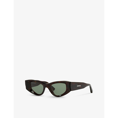 Shop Balenciaga Women's Brown Bb0243s Cat-eye Tortoiseshell Acetate Sunglasses