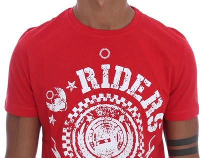 Shop Frankie Morello Chic Red 'riders' Motive Crewneck Men's Tee