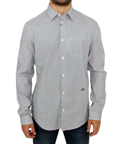 Shop Gianfranco Ferre Gf Ferre Chic Gray Striped Cotton Casual Men's Shirt