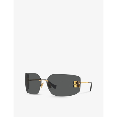 Miu Miu Womens Gold Mu 54ys Square-frame Metal Sunglasses In Gold