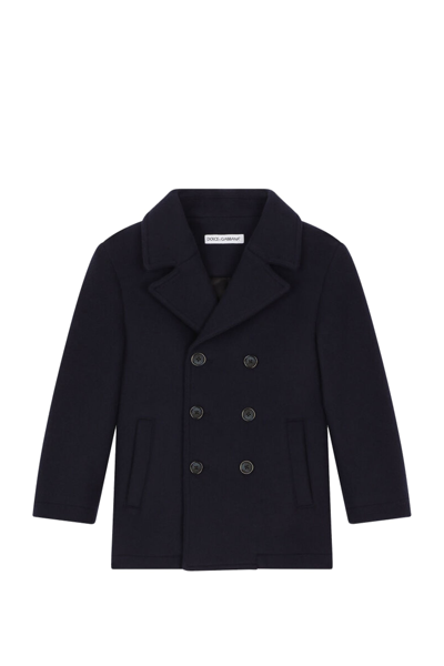 Shop Dolce & Gabbana Double Breasted Coat In Blue