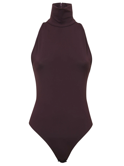 Shop The Andamane Norah - Turtleneck Bodysuit In Rouge Noir