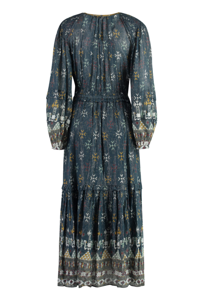 Shop Marant Etoile Fratela Printed Cotton Dress In Blue