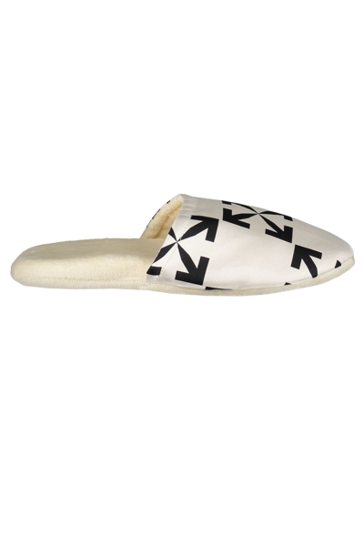 Shop Off-white Fabric Slippers In White