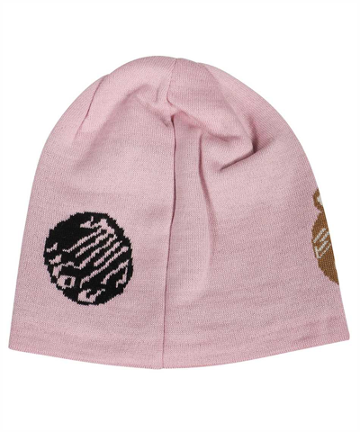 Shop Moschino Logo Wool Beanie In Pink