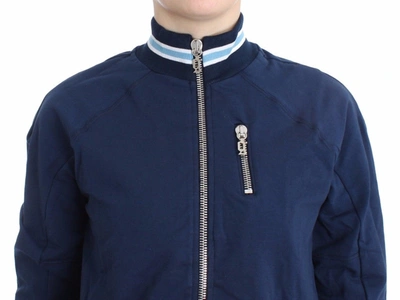 Shop John Galliano Chic Blue Zip Cardigan With Logo Women's Detail