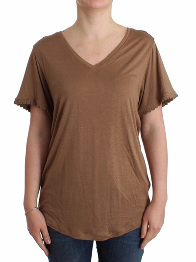 Shop John Galliano Elegant Short-sleeved Brown Rayon Women's Top