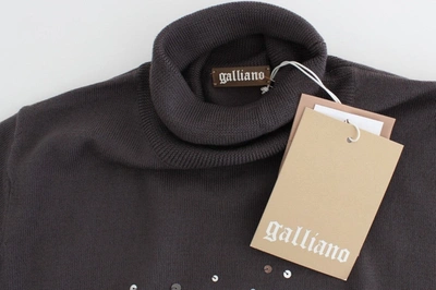 Shop John Galliano Elegant Virgin Wool Turtleneck Women's Sweater In Brown
