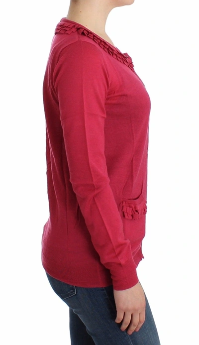 Shop John Galliano Ruffle Detail Wool Cardigan In Women's Pink