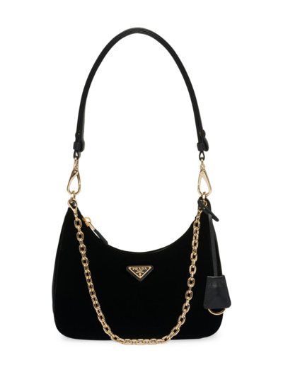 Shop Prada Women's Velvet Mini-bag In Black