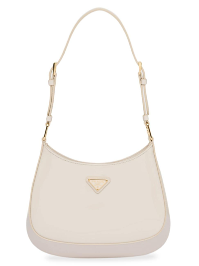 Shop Prada Women's Cleo Patent Leather Shoulder Bag In Beige Khaki