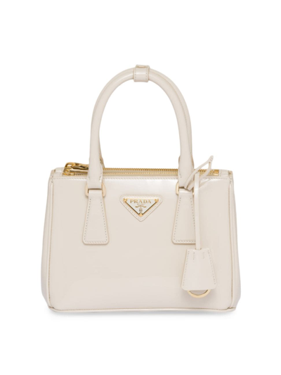 Shop Prada Women's Galleria Patent Leather Mini Bag In Beige