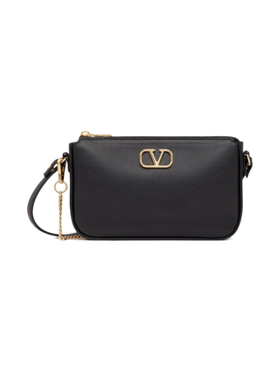 Shop Valentino Women's Mini Vlogo Signature Calfskin Crossbody Bag In Black