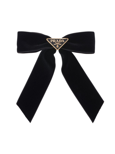 Shop Prada Women's Velvet Hair Clip In Black