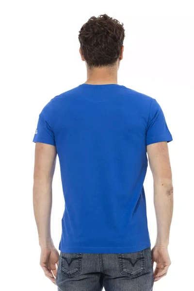 Shop Trussardi Action Elegant Blue Short Sleeve Tee With Front Men's Print